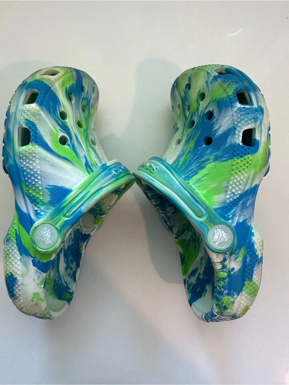12C Kids Crocs Marbled Blue & Green